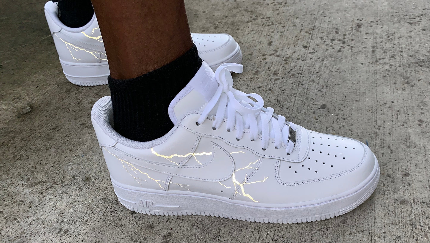 Customized Nike Air Force 1's (Reflective Lightning)