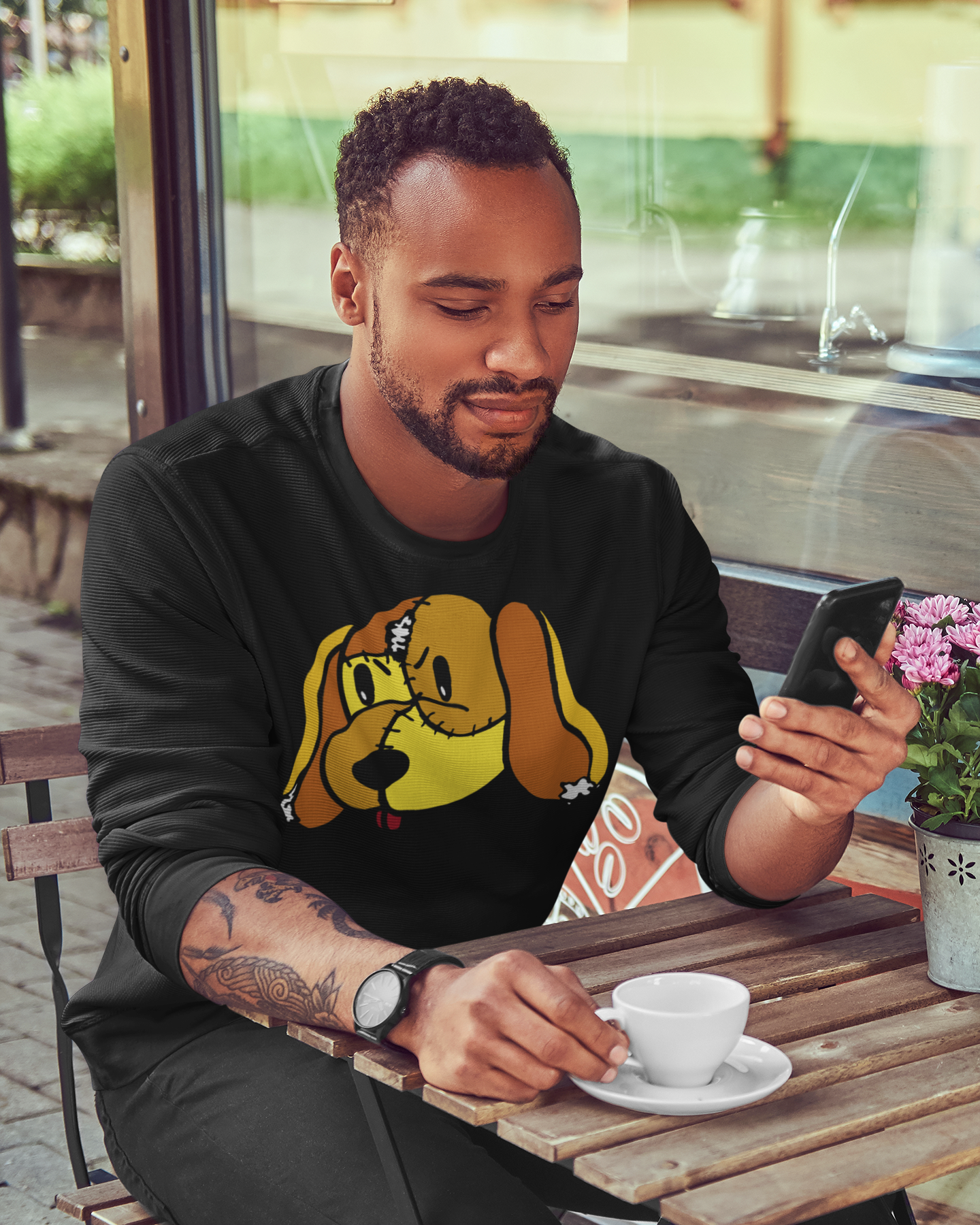 Patchwork Dog Long Sleeve T