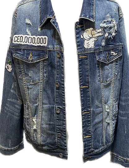 Distressed Denim Jacket - F.U. Pay Me
