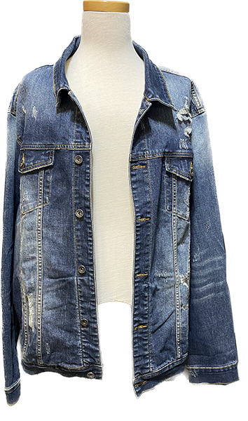 Distressed Denim Jacket - Lions Head
