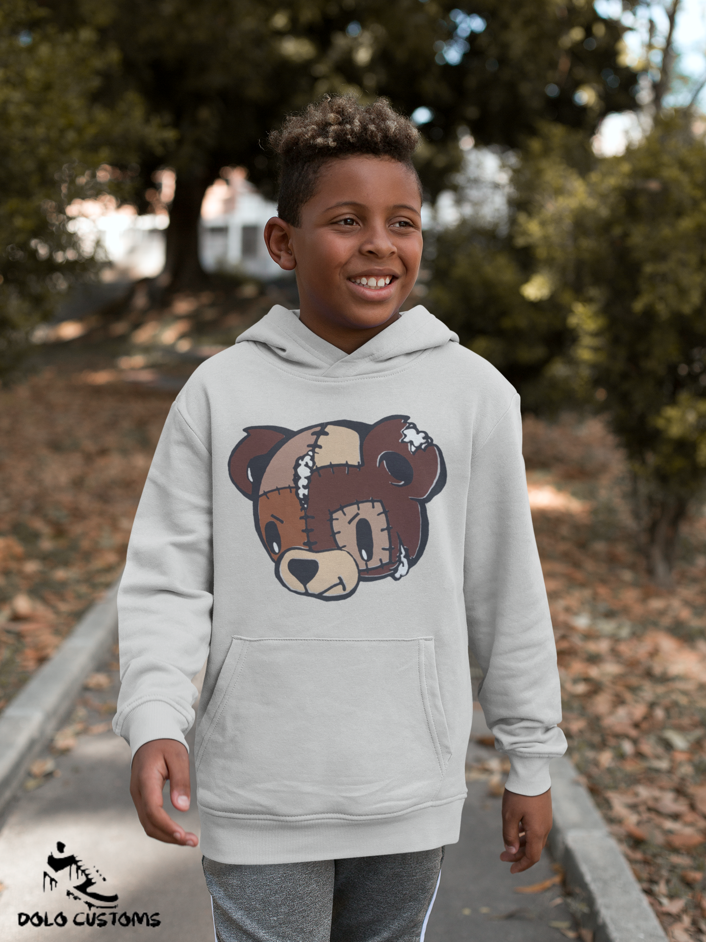 Patchwork Bear- Youth Hoodie